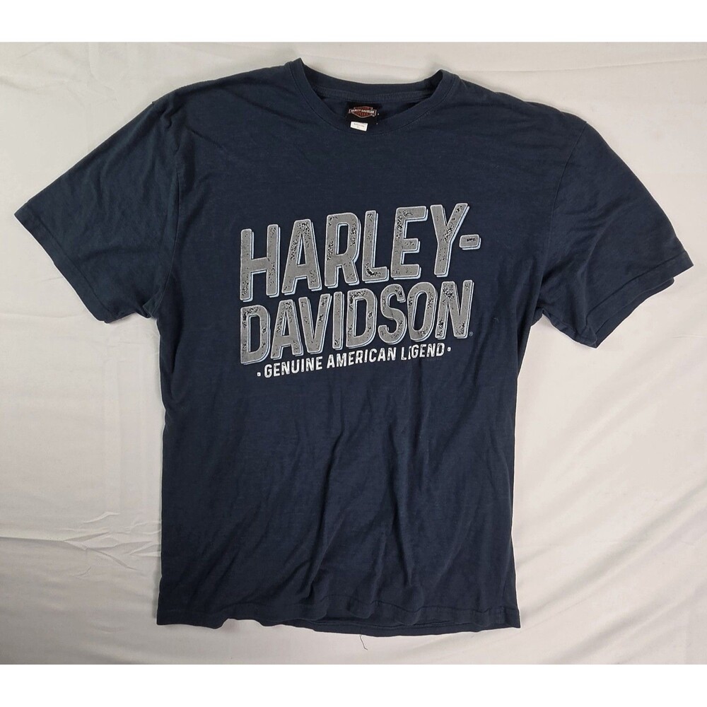 Harley Davidson Mens Short Sleeve Crewneck T Shirt Catania, Italy Size XL Blue